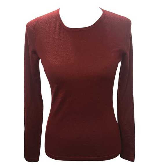 Neiman Marcus Sweaters - Neiman Marcus 100% Cashmere Burgundy Long Sleeve Crew Neck Sweater Small Luxe